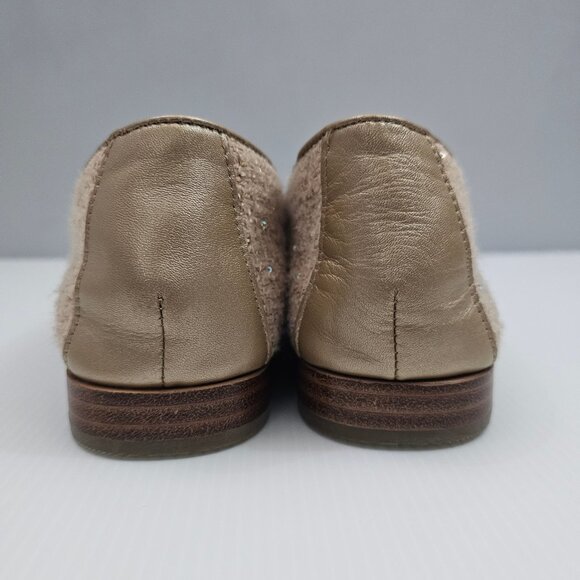 Donald Pliner Bethany Loafer Women 9.5 Camel Boucle Chain Detail Slip On Sparkle - Picture 11 of 14